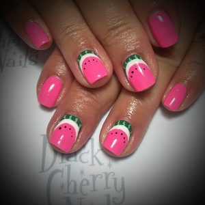 Black-Cherry-Nails-watermelon-pink-nails-coquitlam